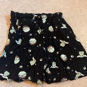 Baby yoda elastic waistband shorts small her universe Star Wars hot topic